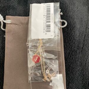 Gold Necklace with J Red Pendant